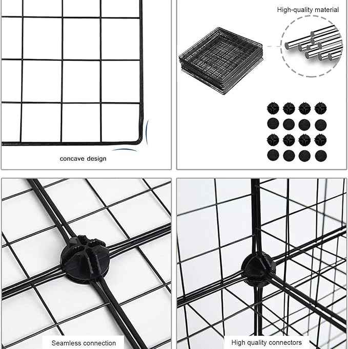 C&AHOME Wire Cube Storage, 12-Cube Storage Organizer Metal, C Grids Storage Bins Shelving, Modular Bookshelf Shelf, Closet Cabinet Ideal for Bedroom, Office 36.6”L x 12.4”W 48.4”H Black