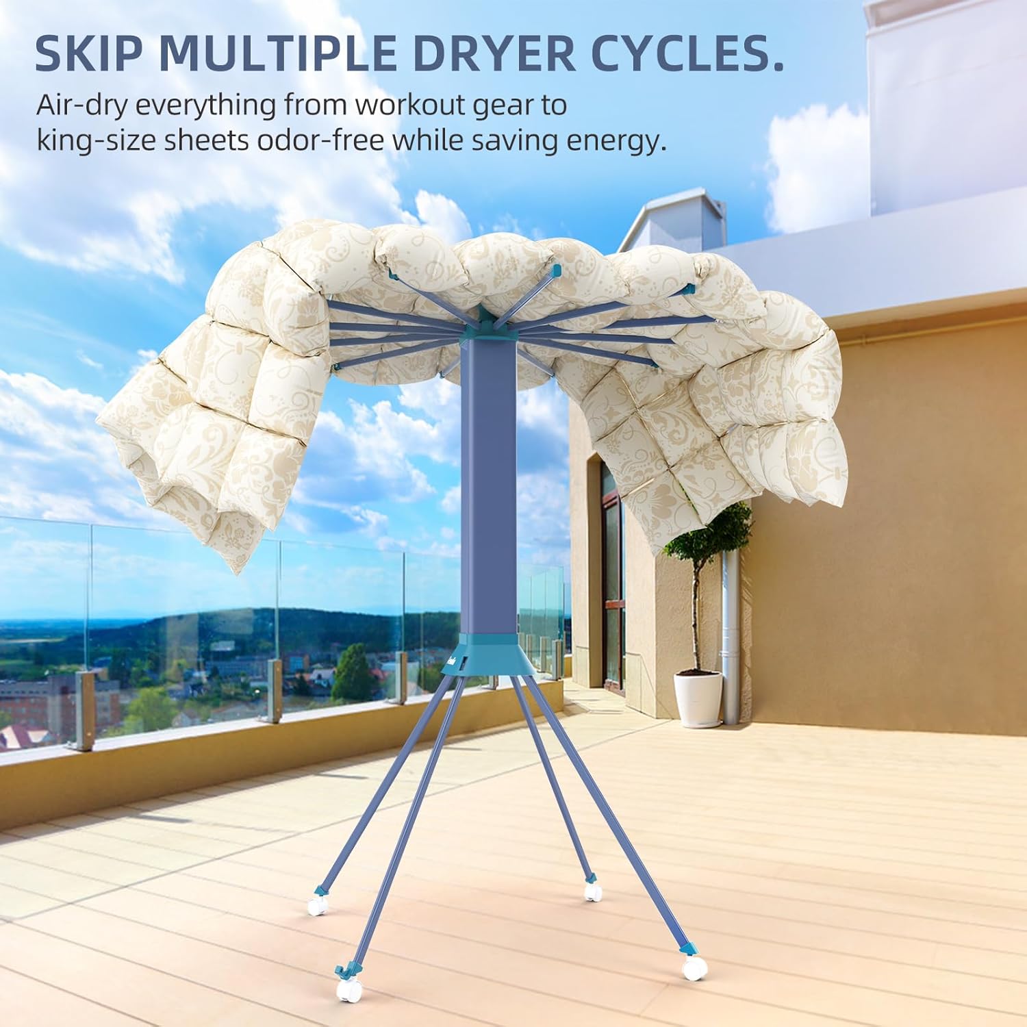 Clothes Drying Rack Foldable & Collapsible Drying Racks with 4-Leg Octopus Design, Large Capacity Space Saving Indoor Drying Rack for Bedroom,Balcony,Laundry for Indoor/Outdoor Use(Grey & Green) - NestledHome