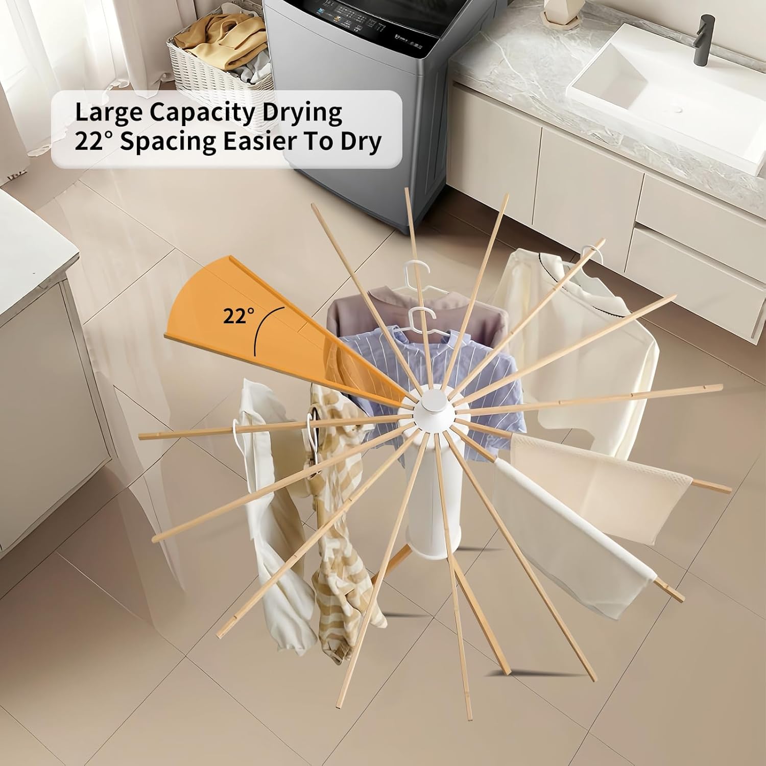 Clothes Drying Rack Tripod,Laundry Hanger Dryer Rack,Portable Drying Rack,Outdoor Clothes Rack-Drying Rack Clothing Laundry Bedroom Household Wooden-16rods - NestledHome
