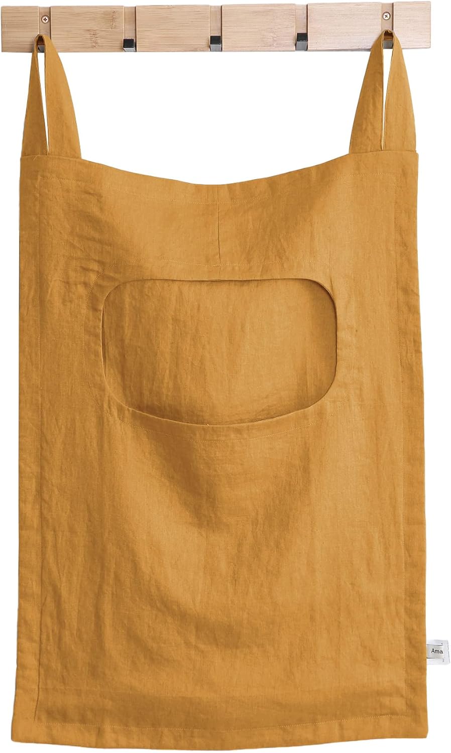 Amazhiyu 100% Linen Door Hanging Laundry Hamper Bag, 19x27 Inches Yellow - NestledHome