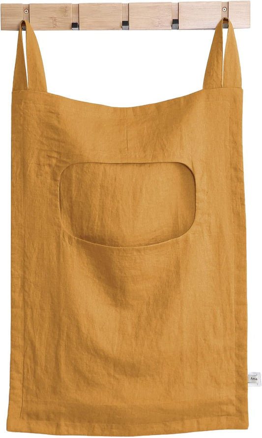 Amazhiyu 100% Linen Door Hanging Laundry Hamper Bag, 19x27 Inches Yellow - NestledHome