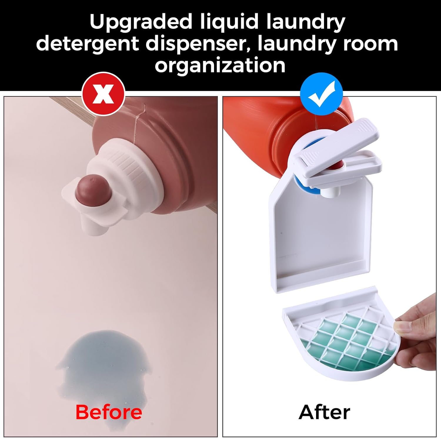 Laundry Detergent dispenser Cup Holder,Nozzle Upgraded Labor-Saving Switch Easily No More runny or Messy Laundry Detergent, Laundry Cup Holder and drip Tray room organization and storage - NestledHome