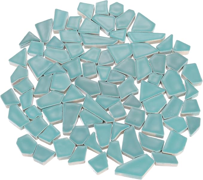 uxcell 500g/1.1LB Irregular Ceramics Mosaic Tiles, 1.3-2 cm Bulk Stained Ceramic Mosaic Pieces Stones Mosaic Kits for DIY Art Craft Projects Home Decor, Green