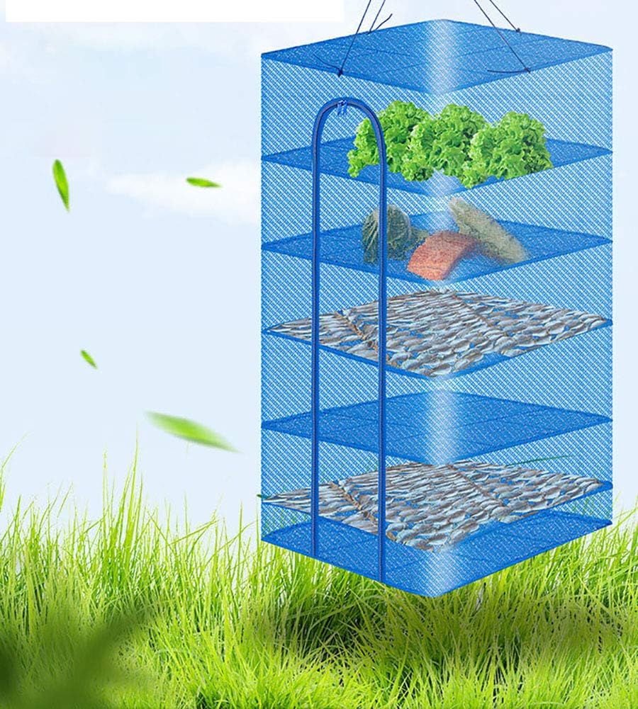 Hwayslon Hanging Drying Net Foldable Drying Rack Net Dryer 19.7"x19.7"x37.4" 6 Layer Folding Fish Mesh Collapsible Dry Net with Zippers for Fish Vegetables Drying Seeds Fruit Herb - NestledHome