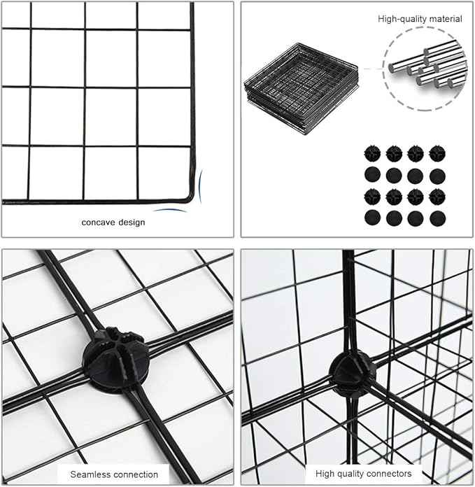 C&AHOME Wire Cube Storage, 6 - Cube Organizer Metal C Grids, Modular Shelves Units, Storage Bins Shelving, Closet Organizer, Ideal for Home, Office, Living Room, 36.6”L x 12.4”W x 36.6”H Black