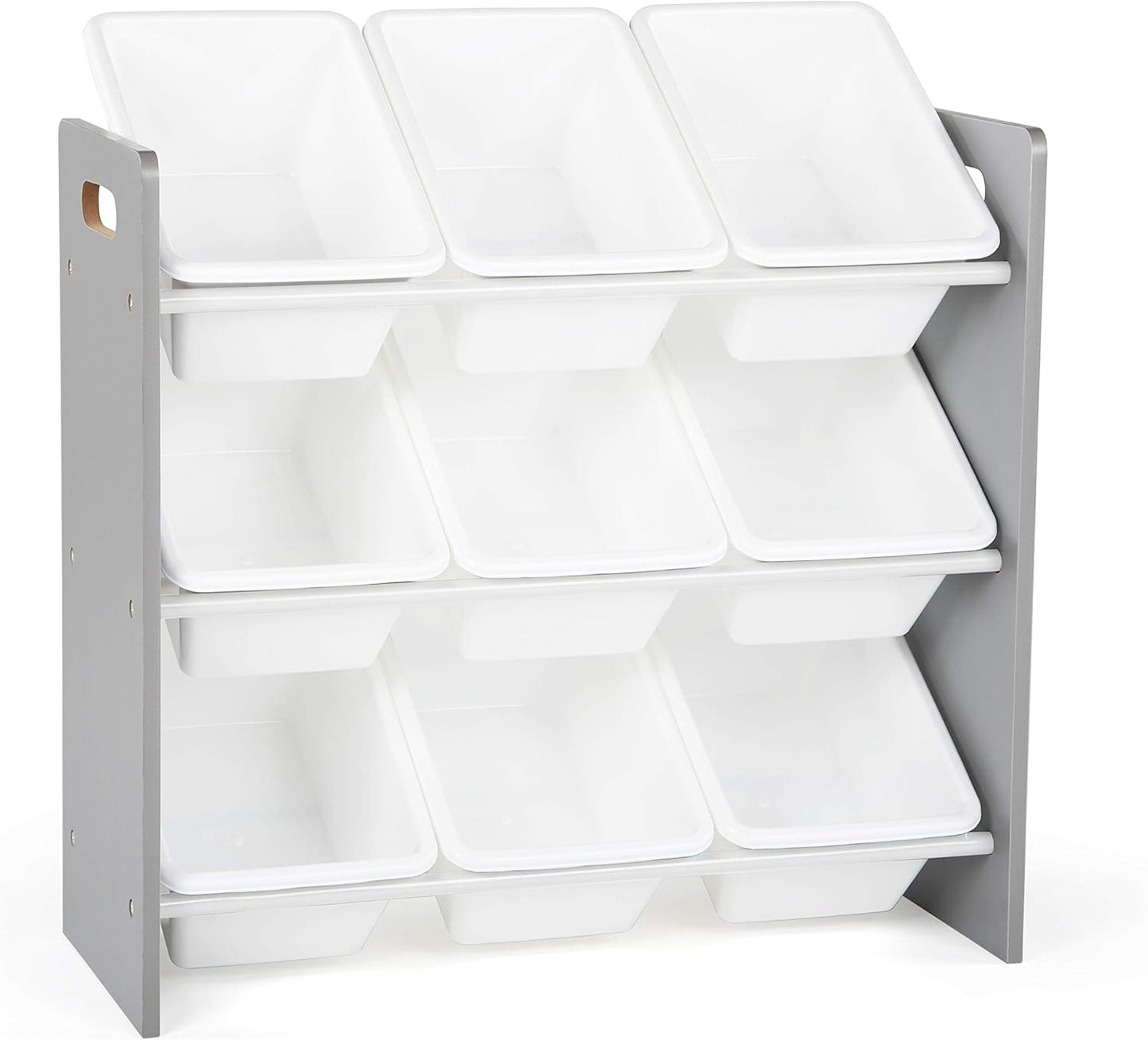 Humble Crew 9-Bin Toy Organizer – Inspire Grey with White Plastic Bins, 3-Tier Storage Solution for Kids' Playrooms and Nurseries - NestledHome