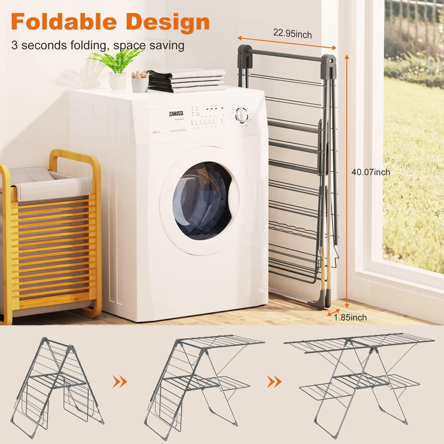 Bigzzia Clothes Drying Rack Foldable, 2-Level Large Laundry Drying Rack Collapsible, Stainless Steel Drying Rack Clothing for Indoor Outdoor, Easy to Fold, 33 Drying Rails, 142cm, Gray - NestledHome