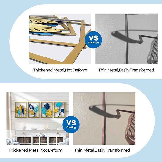 Glamativity Large 4 Pcs Colorful And Black Double-Sided Gold Leaf Metal Wall Art, 22.5 x 15.7'' Botanical Abstract Wall Décor Metal Leaf with Frame, 3D Textured Sculptures, Modern Wall Art With Ginkgo Biloba Design for Living Room Bedroom Bathroom Stud...