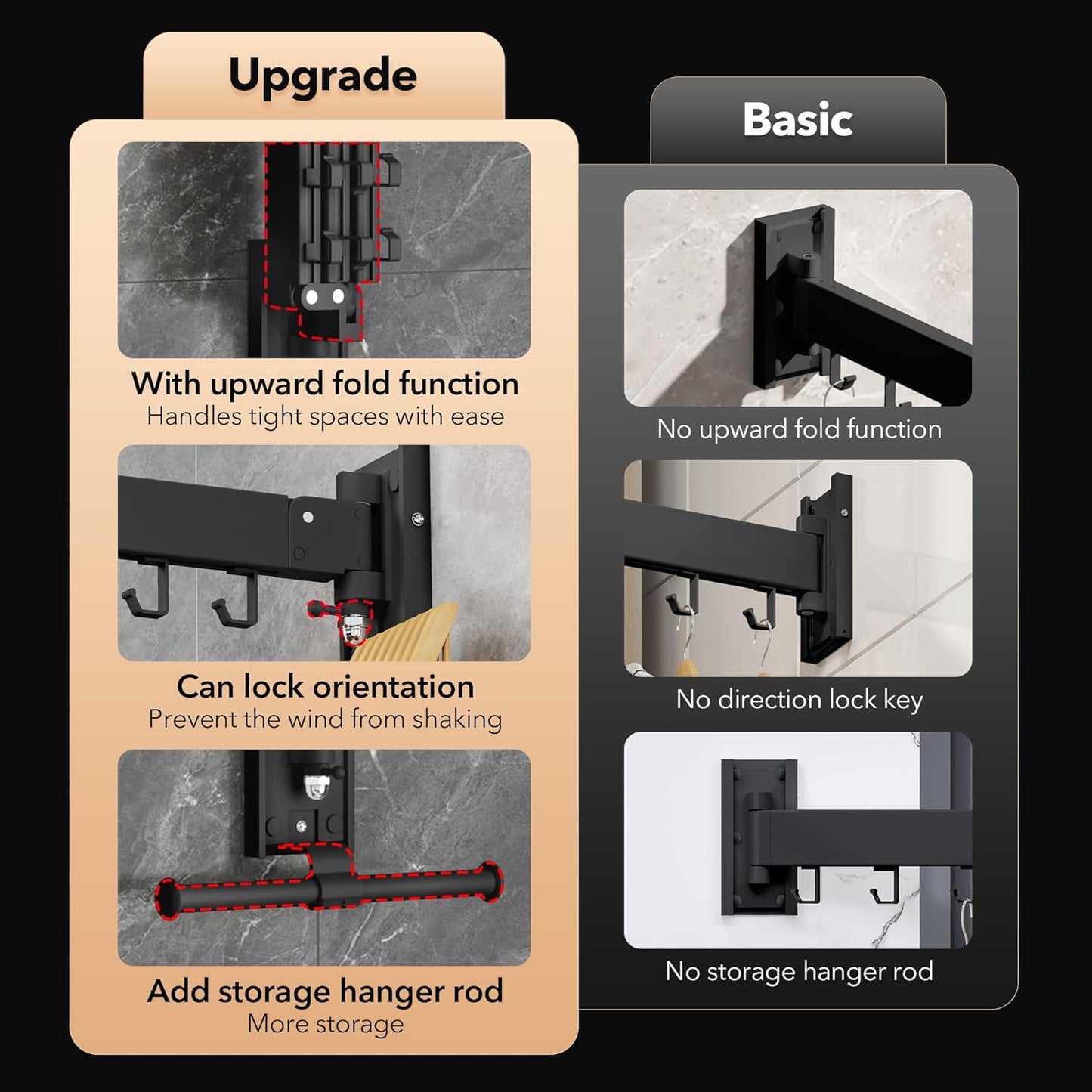 Wall Mounted Clothes Hanger,Clothes Drying Rack,Laundry Drying Rack,Drying Rack Clothing,Laundry Hanger Rack,Retractable Dryer Racks,Collapsible, Aluminum,can be Fold Upward & Left & Right - NestledHome