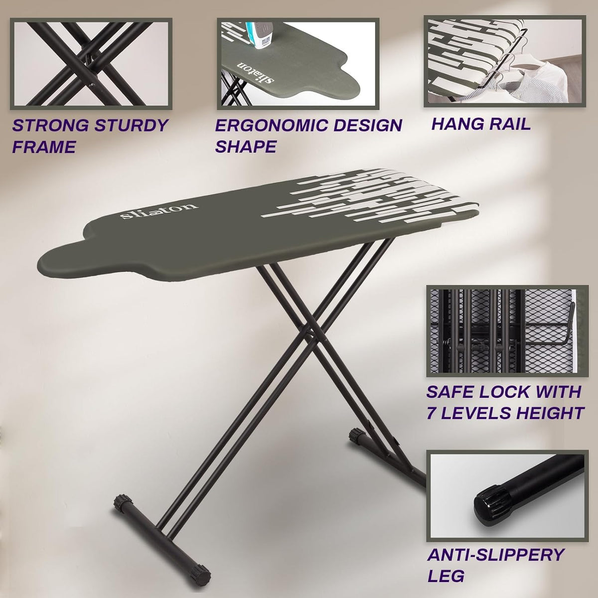 Extra Large Ironing Board with Large Hang Rail in 53" L x 20" W - NestledHome