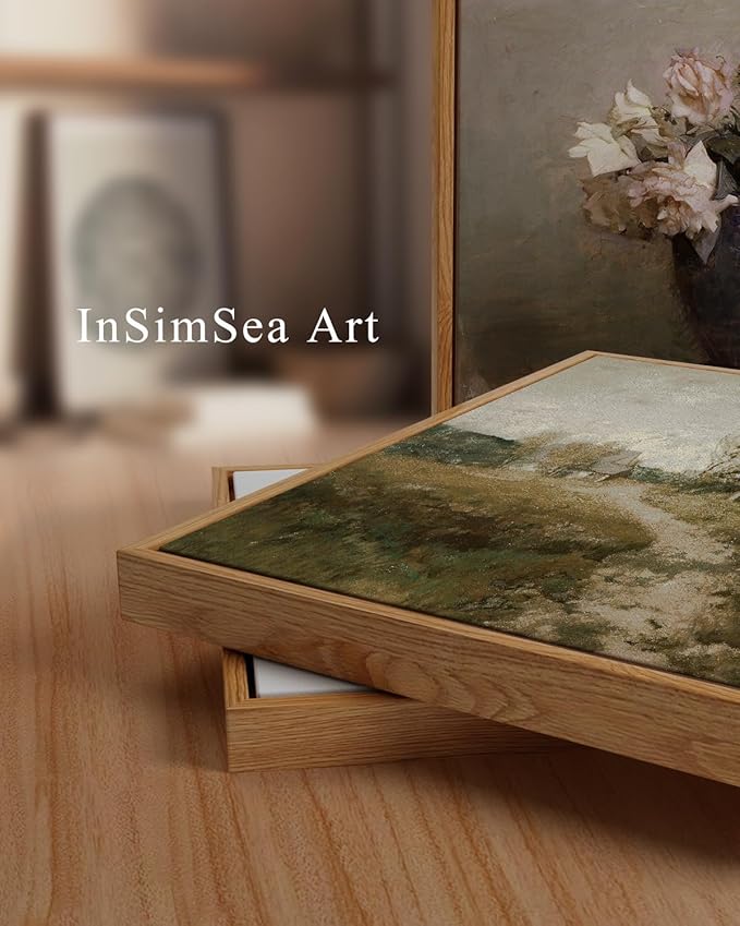 InSimSea Framed Canvas Wall Art, Vintage Countryside Landscape Farmhouse Decor, Wall Art for Living Room, French Country Decor, 24"x36"