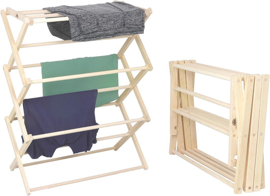 Pennsylvania Woodworks Premium American Maple Clothes Drying Rack - Handcrafted in Pennsylvania - Solid Wood Construction, Collapsible, Eco-Friendly Laundry Solution (Medium) - NestledHome