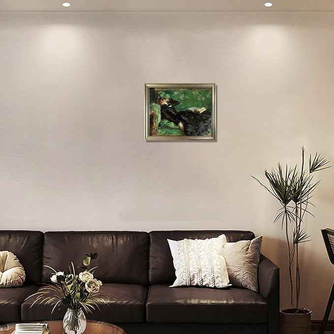 Framed Vintage Wall Art Woman Reading Canvas Print Poster Moody Oil Painting Living Room Bedroom Decor Home Artwork