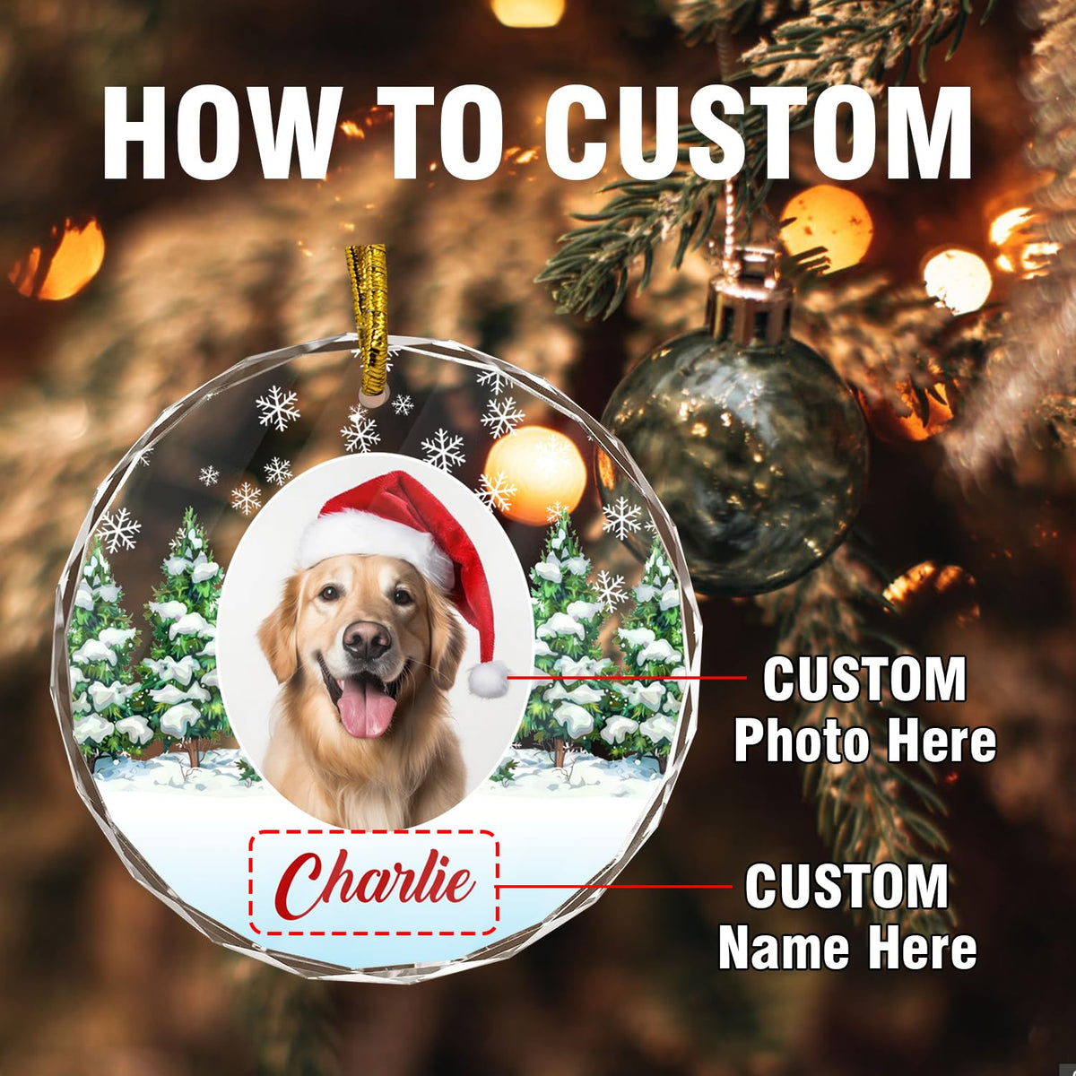 Personalized Pet Photo Ornaments Gifts for Christmas Dog Cat