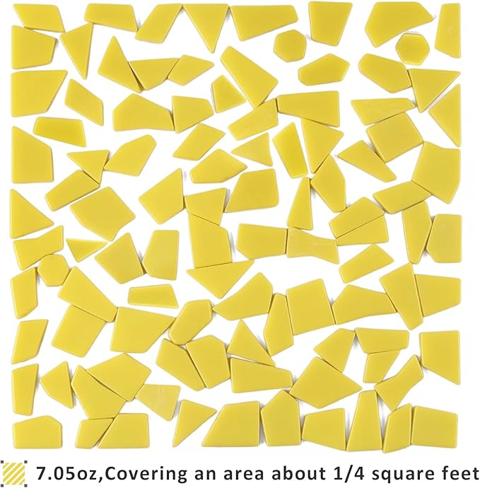 Youway Style Yellow Glass Mosaic Tiles for Crafts Bulk,200g Broken Glass Pieces for DIY Fall Mosaic Art Decor,Garden Mosaic Supplies