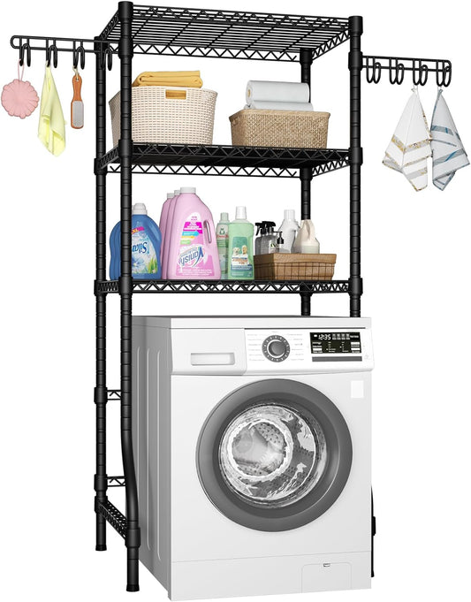 Ulif U8 Medium Laundry Room Storage Organizer, Over the Washer and Dryer Storage Shelves for Laundry Organization, 32.3”W x 17.3”D x 76.2”H, Suit Washing Machine Width within 29.9”, Hold 304 lb, Black - NestledHome