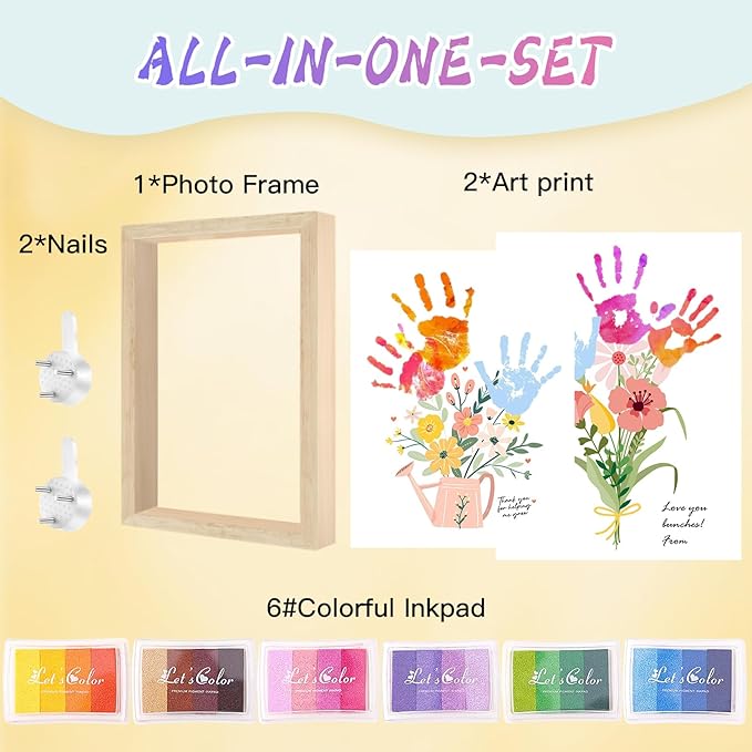Physkoa Handprint Art Kit – “Thank You for Helping Me Grow” Watering Can Craft – DIY Handprint Gift for Teacher Appreciation, Mom, Grandma – Personalized Keepsake from Kids & Students(Art Deco-C)