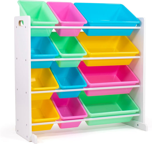 Humble Crew Kids' Toy Storage Organizer, White/Pastel (WO560P) - NestledHome