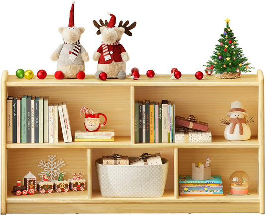 2-Tier Wood Montessori Cabinet for Kids, Toddler Room Book Shelves Toy Organizers and Storage, Small Book Shelf Storage for Baby Children, Furniture of Classroom, Nursery, Playroom - NestledHome