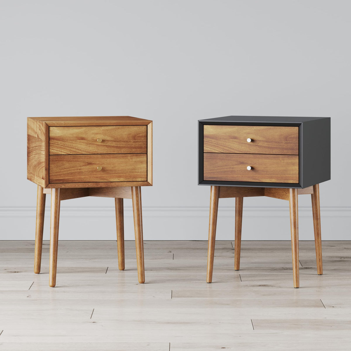 Harper Modern Nightstand Side Accent or End Table with Storage Drawer