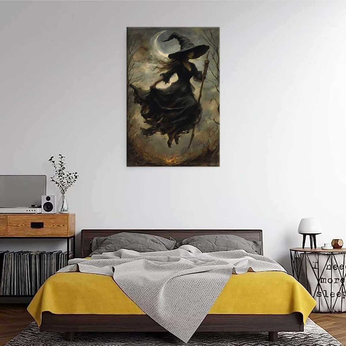 JFHCQJPK Witch in the Forest Halloween Print Wall Art Poster Witch Decor Vintage Print Dark College Wall Art Victorian Gothic Room Decor Canvas Wall Print12x16in Frameless