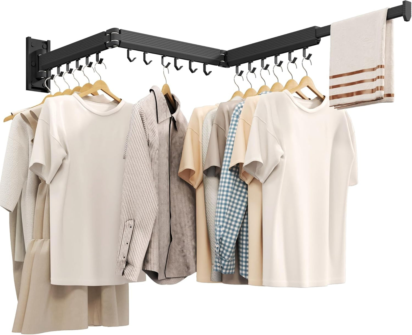 Wall Mounted Clothes Drying Rack, Collapsible Laundry Drying Rack, Retractable Foldable Drying Rack Clothing for Hanging Clothes - NestledHome
