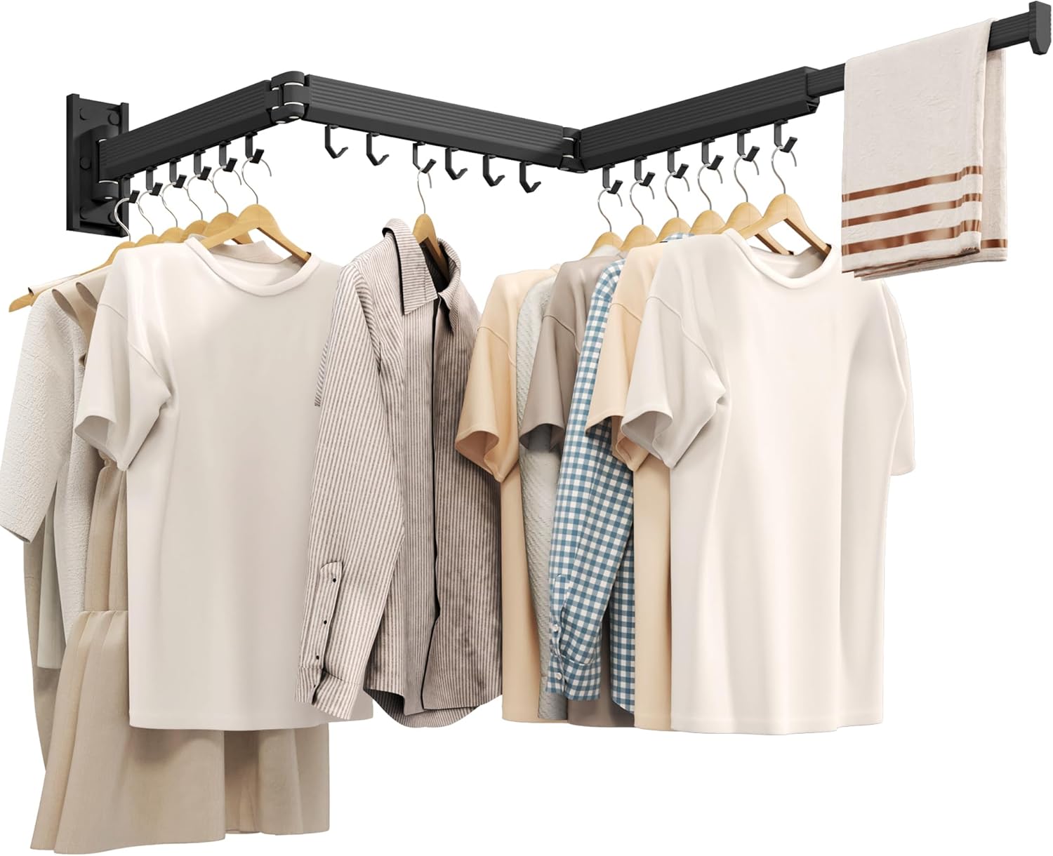 Wall Mounted Clothes Drying Rack, Collapsible Laundry Drying Rack, Retractable Foldable Drying Rack Clothing for Hanging Clothes - NestledHome