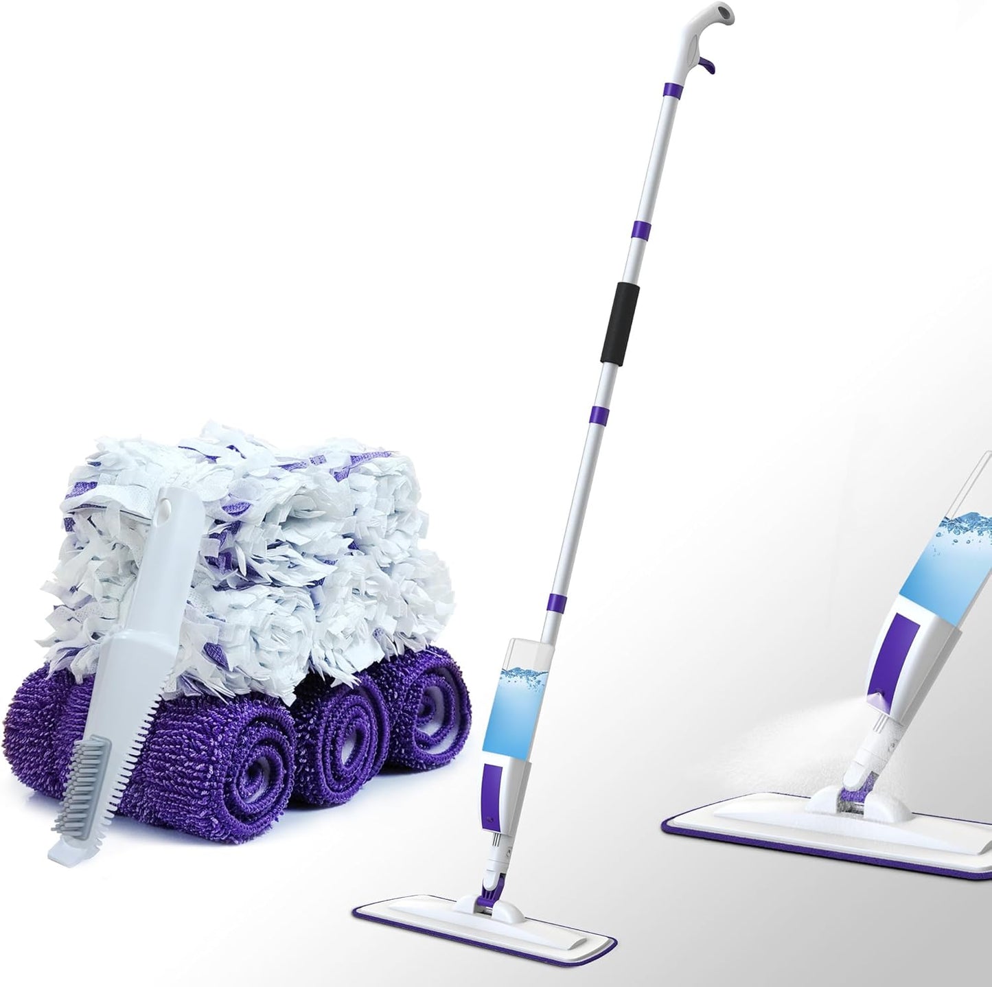 Spray Mop for Floor Cleaning with 60" Extension Handle, Dry/Wet Mop with 14oz Refillable Bottle, 3 Washable Pads&5 Disposable Refills for Hardwood Laminate Tile Floor Dust Cleaning. - NestledHome