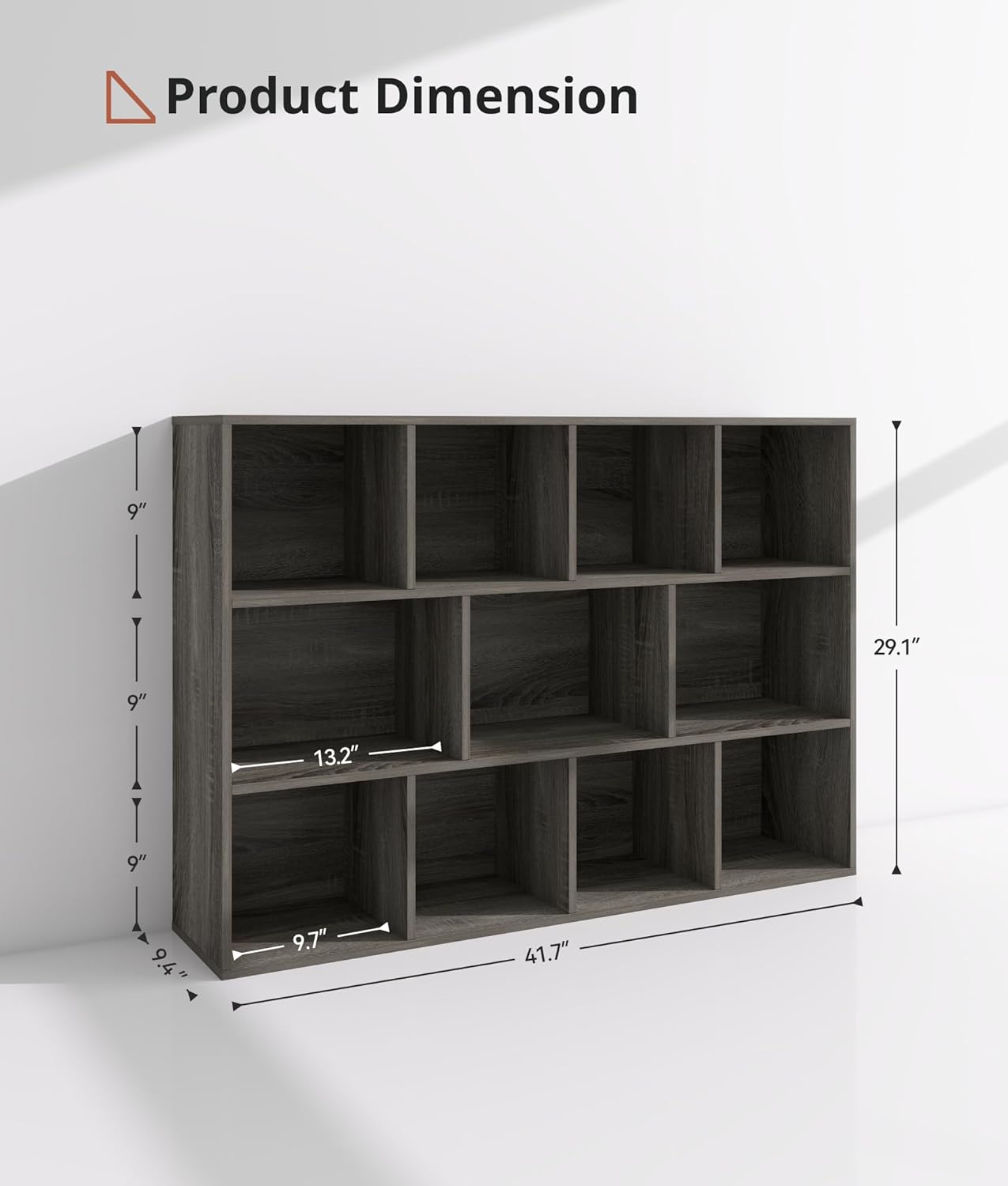 11-Cube Kids Toy and Book Storage Organizer – Wooden Cube Bookcase for Playroom and Nursery Organization, Baby Bookshelf and Kids Shelves for Room or Classroom, French Oak Finish