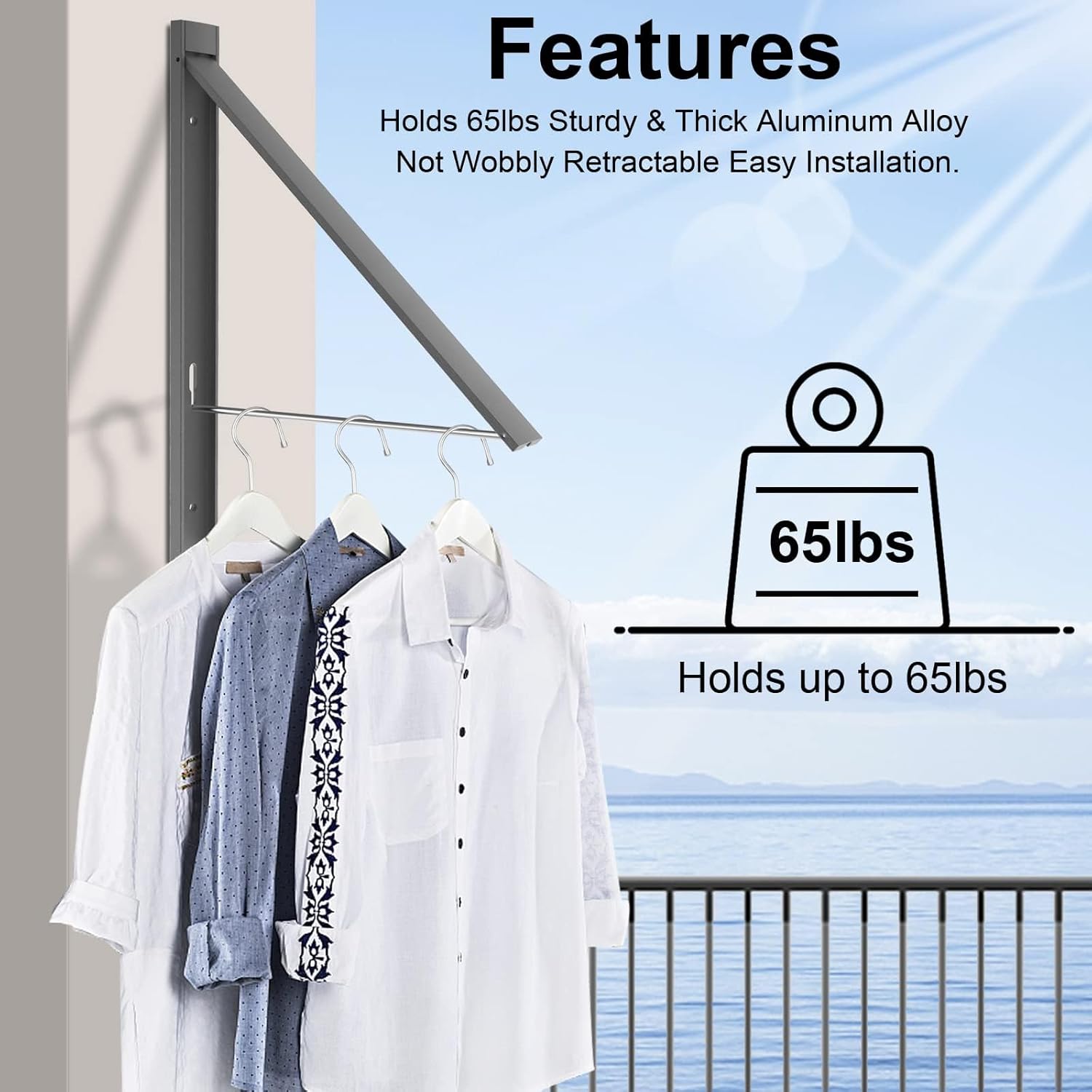 Retractable Clothes Drying Rack,Space Saver Wall Mounted Folding Hanger for Laundry Room, Closet Storage Organization, Easy Installation Aluminium Never Rust Dryer 1pcs - NestledHome