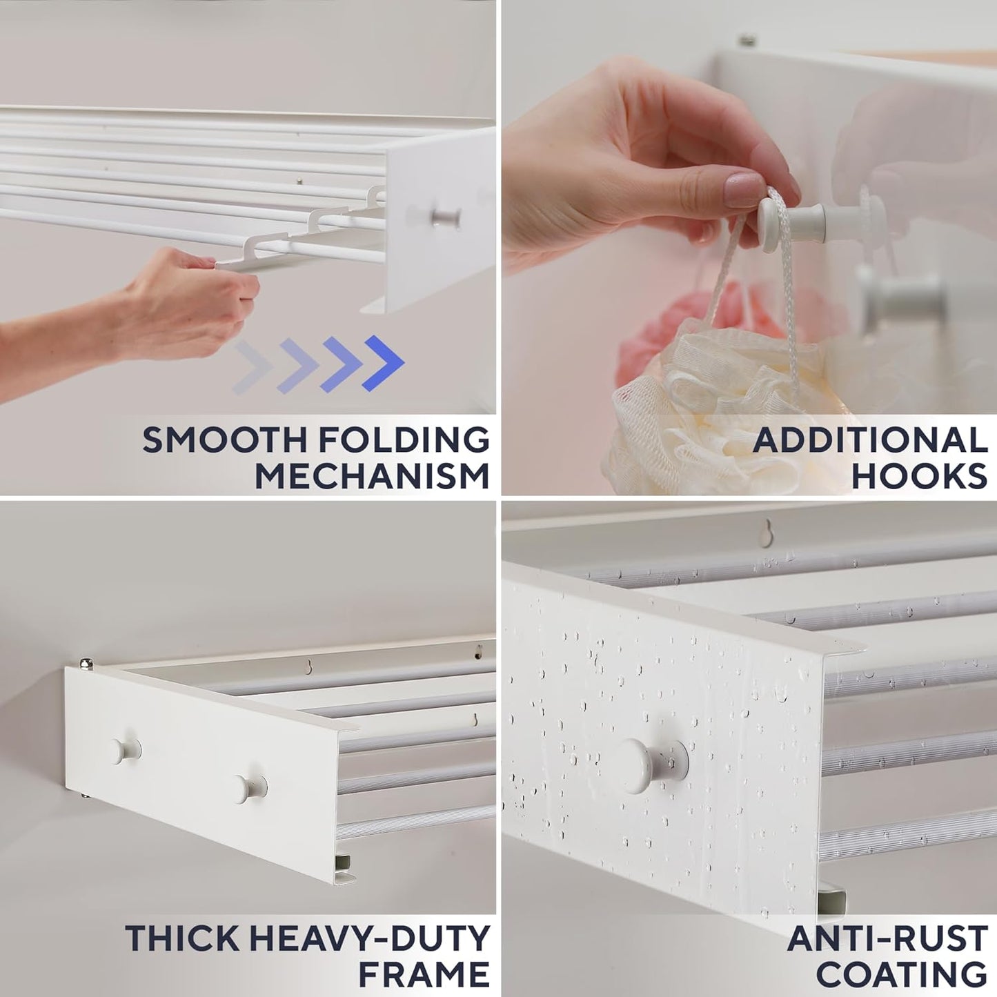 Foldable Wall Mounted Drying Rack 28 inch - Easy to Install Hanging Rack for Laundry Room - Space Saving Design with 55-lb Capacity - Perfect Drying Racks for Clothes Towels & More - NestledHome