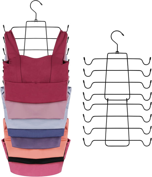 ZEDODIER Tank Top Hanger, 2 Pack Space Saving Bra Hangers, Non-Slip Hanging Sport Bras Holder, Closet Organizers and Storage for Camisoles Tank Tops Bras Ties Swimsuits Strappy Dress, Black - NestledHome