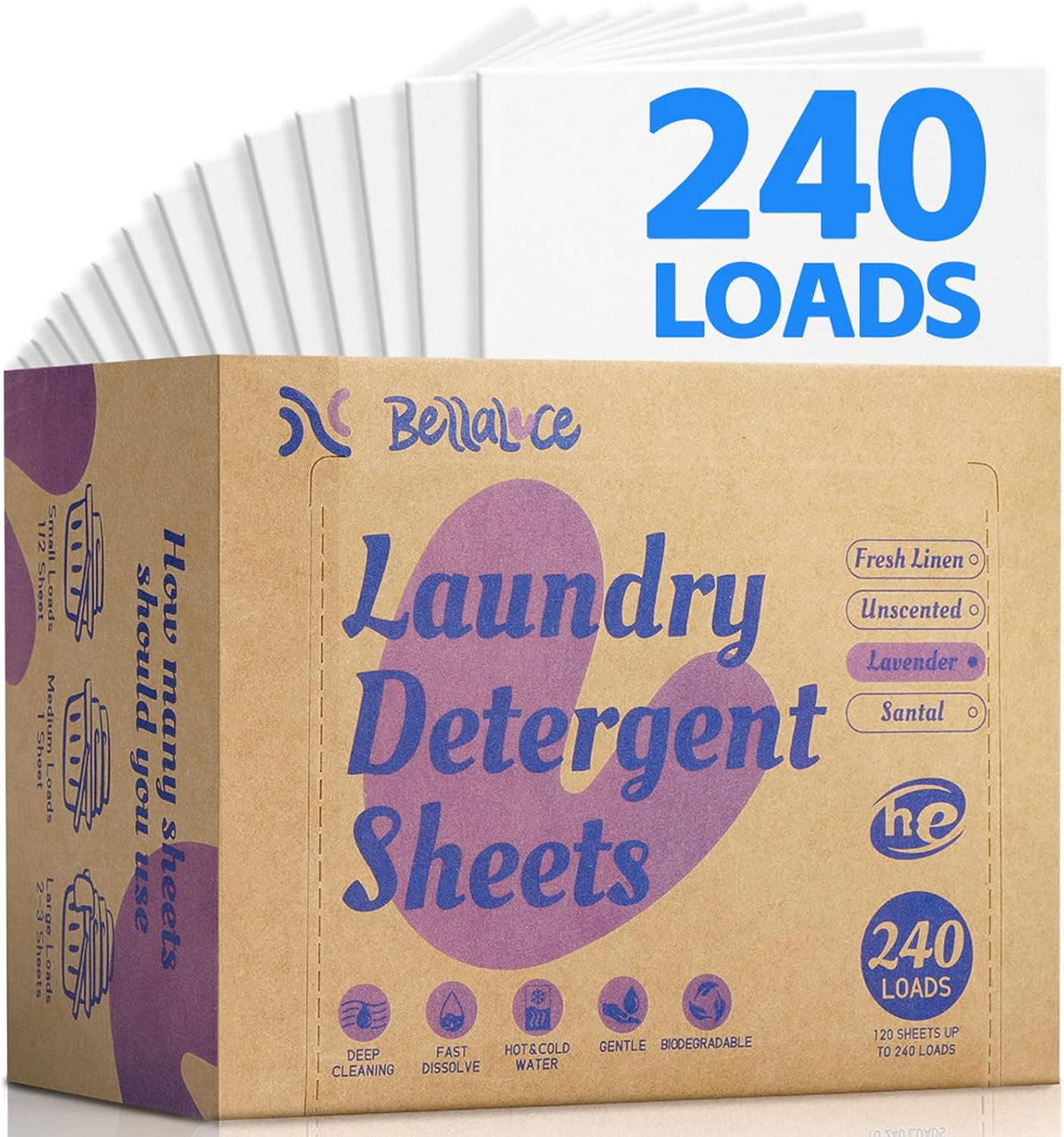 Laundry Detergent Sheets - 240 Loads Girls Lavender Laundry Sheets for Dorm,College,Home, Hotel,Apartment,Camping,Cruise,Road Trip,Beach Vacation,Backpack,Small Space, Family School Travel Essentials - NestledHome