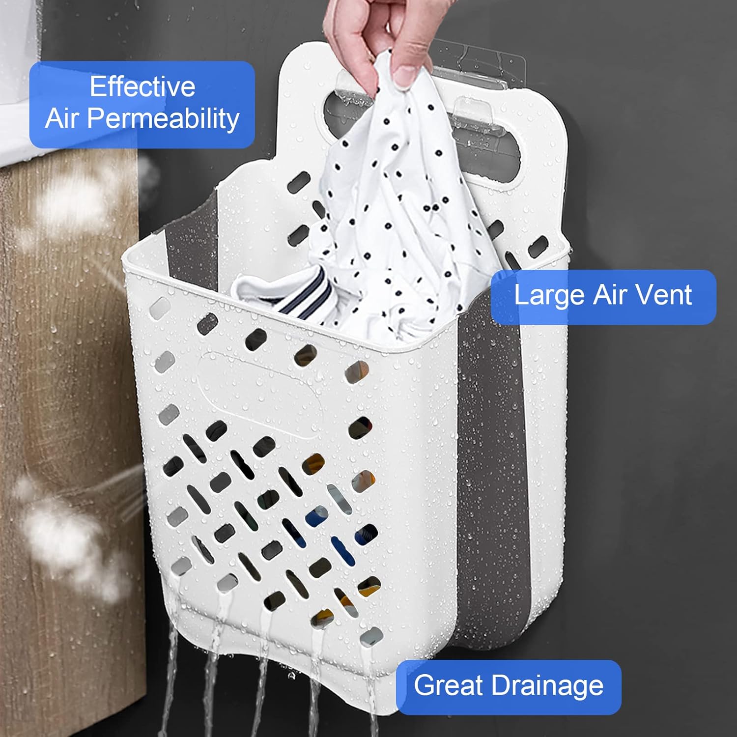 Laundry Basket Hamper,Hanging Wall Collapsible Laundry with Handle,Space-Saving Foldable Storage Dirty Washer Organizer Bin Multi-function Container Waterproof Durable,Set of 2(XL&M) - NestledHome