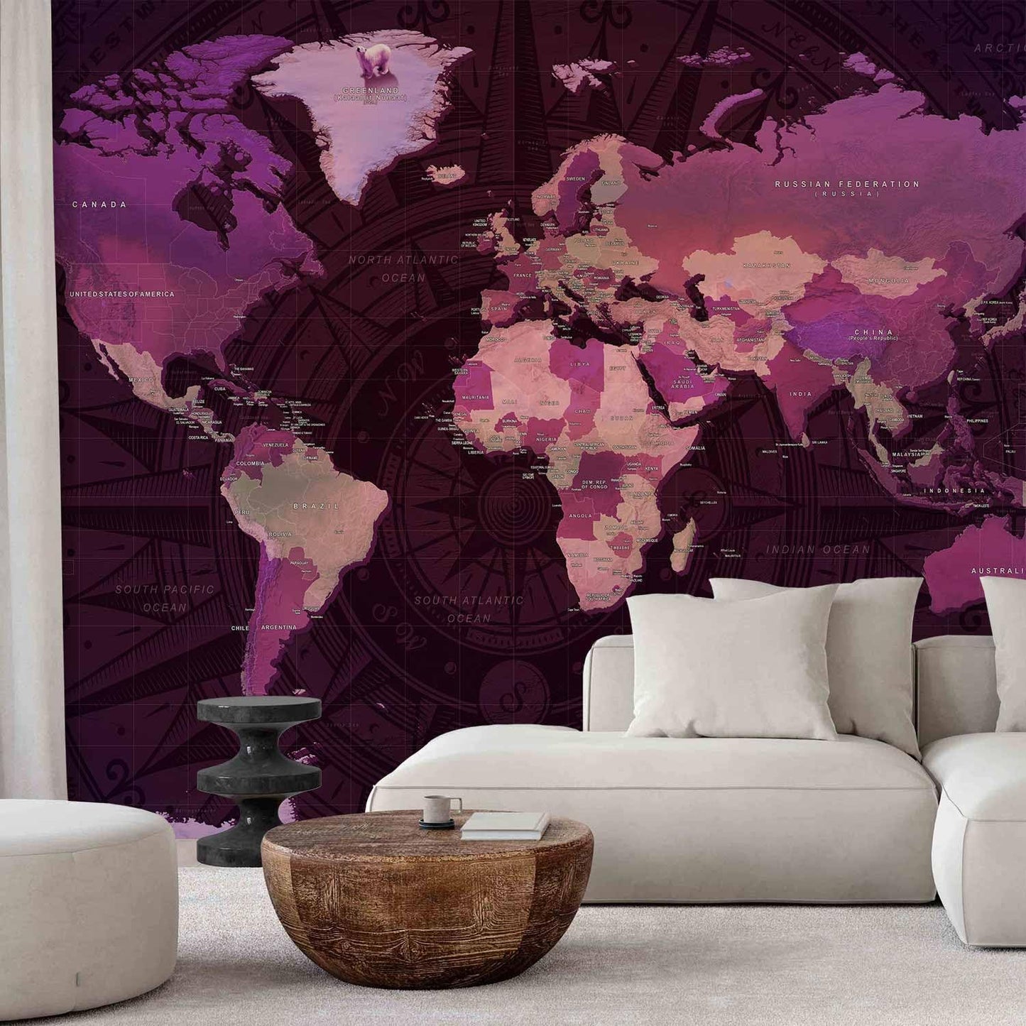 artgeist Wall Mural World Map 193x138 in - XXL Peel and Stick Self-Adhesive Wallpaper Removable Large Sticker Foil Wall Decor Print Picture Image Design Map of The World k-A-0273-a-a