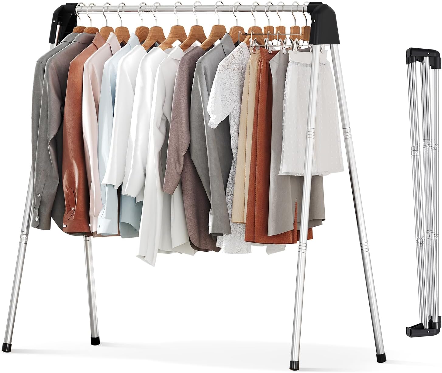 APEXCHASER Clothes Drying Rack Foldable, Stainless Steel Laundry Drying Rack Collapsible, Clothes Hanger for Sweater Baby Clothes Towel for Indoor & Outdoor, Portable Clothes Airer for Travel - NestledHome