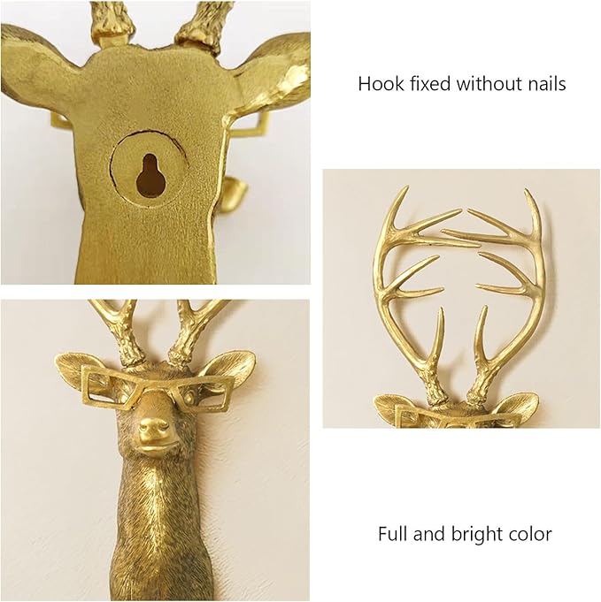 Animal Heads Wall Decor, Faux Deer Head Mount, Animal Sculptures Wall Decor, Resin Animal Head Wall Hanging Decoration for Living Room Bedroom Kitchen Gift,Deer