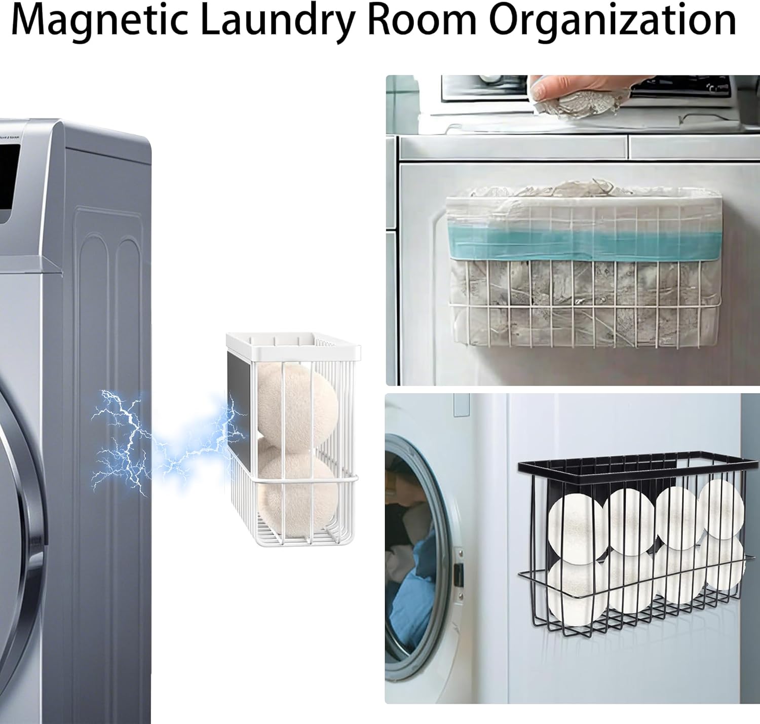 Magnetic Basket Fridge Lint Bin Dryer Ball Holder Laundry Room Organization Home Storage for Class Office School - NestledHome