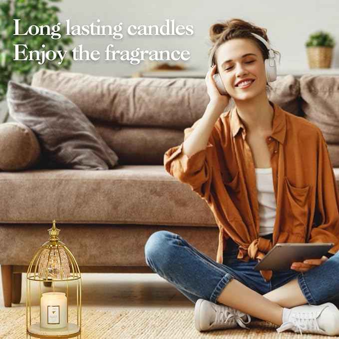 Candle Warmer Lamp for Top-Down Candle Melting, Vintage Aromatherapy Wax Melting lamp,Night Lamp (Gold)