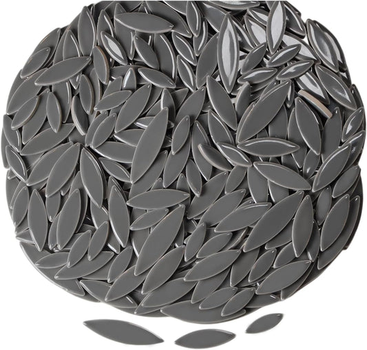 VerzTile Mosaic Tiles for Crafts - Petal Shaped Ceramic Tile Craft Hobbies & Art Projects 39 Color Options Endless Creativity DIY Design (Gray)