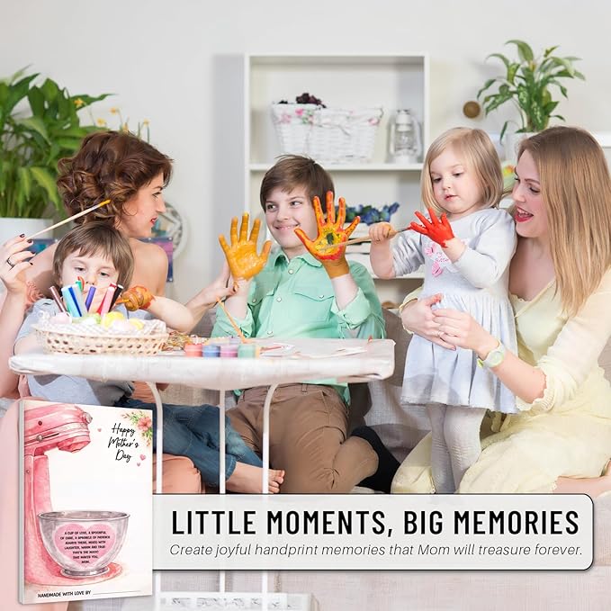 Mothers Day Crafts For Kids, Toddlers - First Mothers Day Gifts For Mom From Kids Arts And Crafts - Hand Frint Craft & Art Activity - DIY Handprint Gifts For Grandparents, Mom From Kid, Son, Daughter