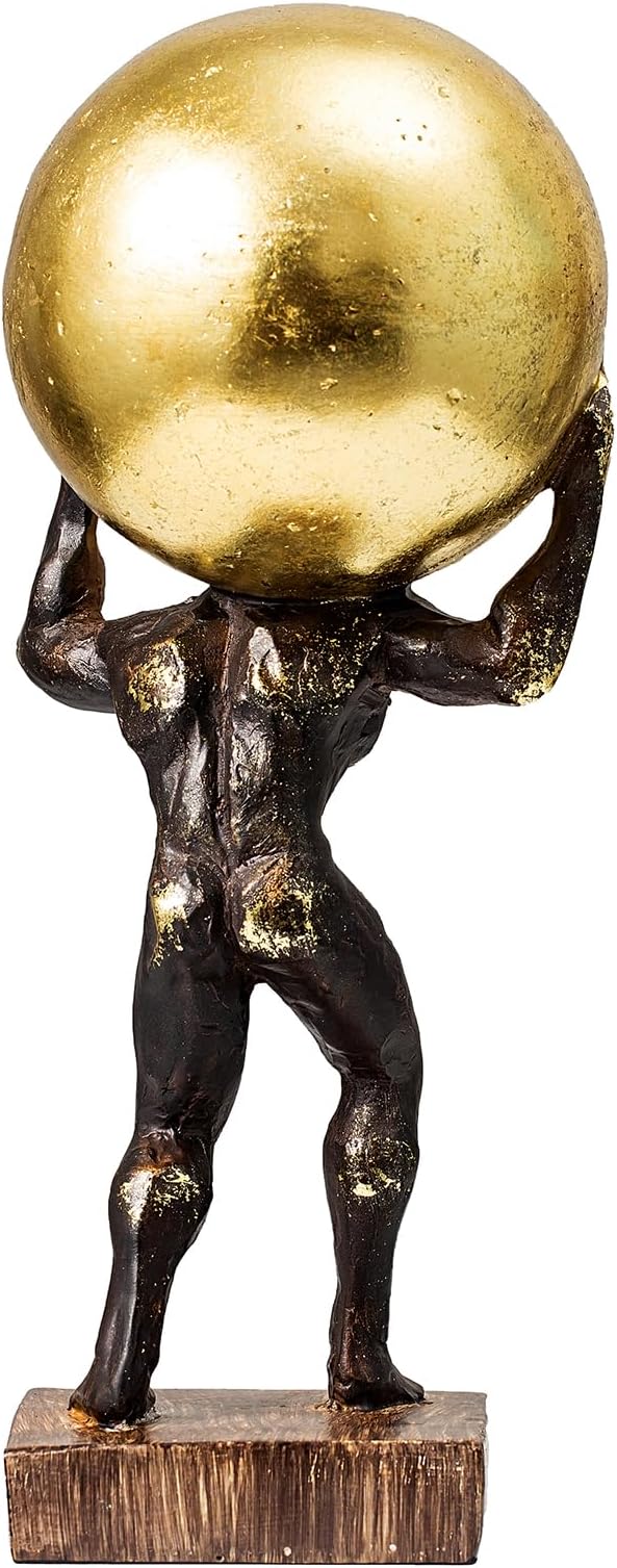 Lukitas Atlas Holding Up World Statue and Sculpture, Struggler Figurine Decor, Ball Lifting Sculpture, Creative Ornament for Office Living Room, Resin 13''