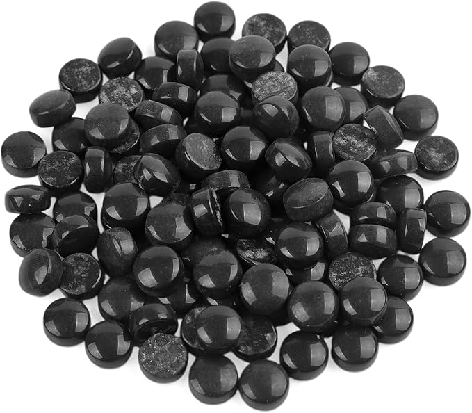Artspac Glass Mosaic Tiles for Crafts Bulk,150g Round Mosaic Glass Pieces,Black Mosaic Tiles for DIY Garden Crafts Supplies, Crafts Ornaments
