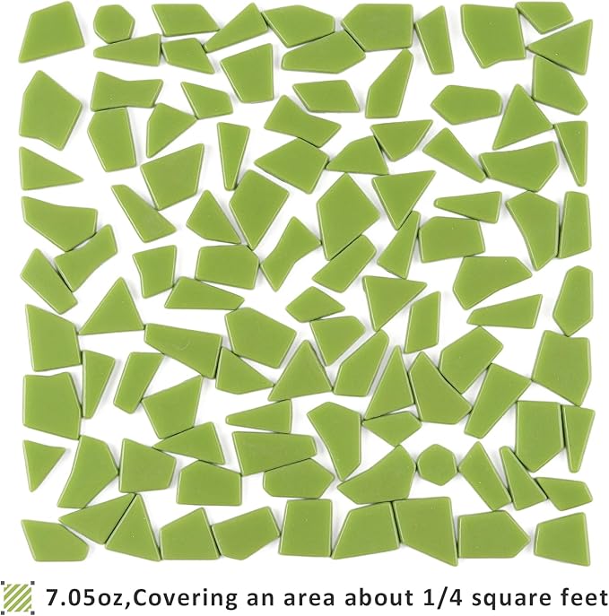 Youway Style Green Glass Mosaic Tiles for Crafts Bulk,200g Broken Glass Tiles for DIY Spring Mosaic Art Decor,Garden Mosaic Supplies