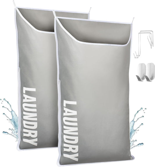 Hanging Laundry Hamper Bag XL 40x22", Space Saving over the Door Storage Bags, Behind the Door Hampers for Dirty Clothes & Wall Mounted Basket for Bathroom, Organizer for Small Room Spaces RV - NestledHome