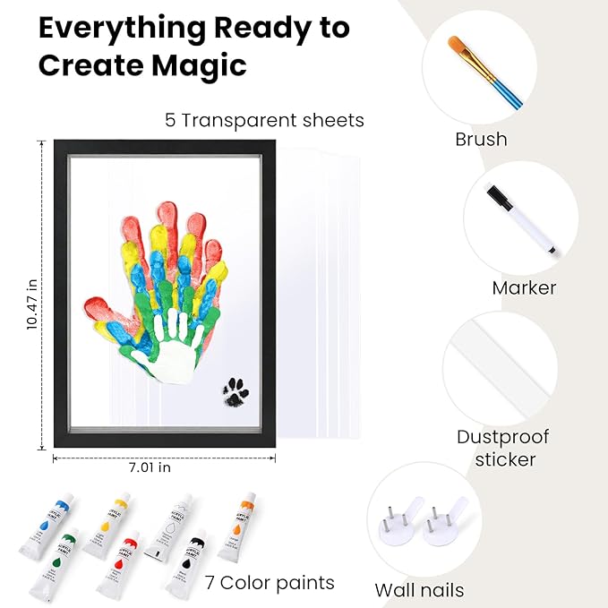 Omrhvi Family Handprint Kit, DIY Craft Keepsake, Hand Print Photo Frame, Family Gifts for New Mom, New Baby, New Parents, Grandparents, Mother's Day, Father's Day, Adoption Day, Anniversary
