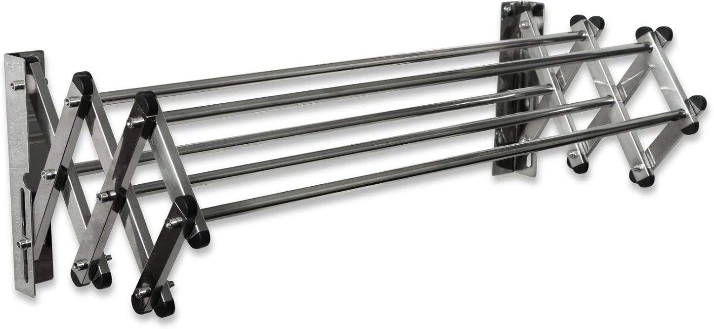 AERO W Racks Stainless Steel Wall Mounted Collapsible Laundry Clothes Drying Rack 45 Pound Capacity 11 Linear Ft - NestledHome