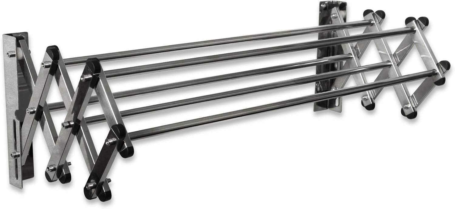 AERO W Racks Stainless Steel Wall Mounted Collapsible Laundry Clothes Drying Rack 45 Pound Capacity 11 Linear Ft - NestledHome