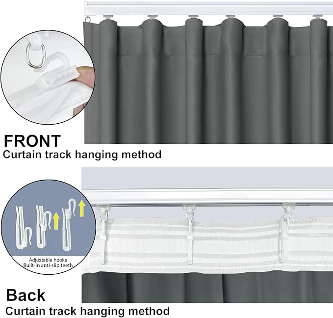 Room Divider Blackout Curtain Track Curtains Wall Dividers Panels Screen for Living Rooms Bedroom Office Privacy Partition Separation, W120 × L84 Inch,1 Panel, Grey