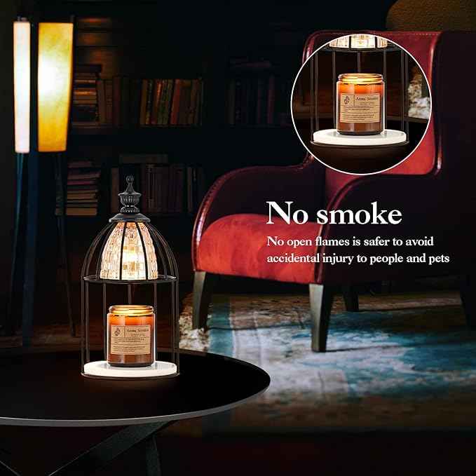 Candle Warmer Lamp for Top-Down Candle Melting, Vintage Aromatherapy Wax Melting lamp,Night Lamp (Black)